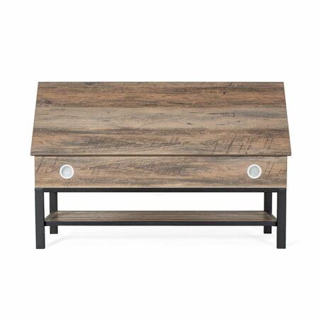 Flash Furniture Entryway Storage Bench with Lower Shelf Perfect for Entryway, Mudroom, or Bedroom in Gray Wash ZG-075-GY-GG